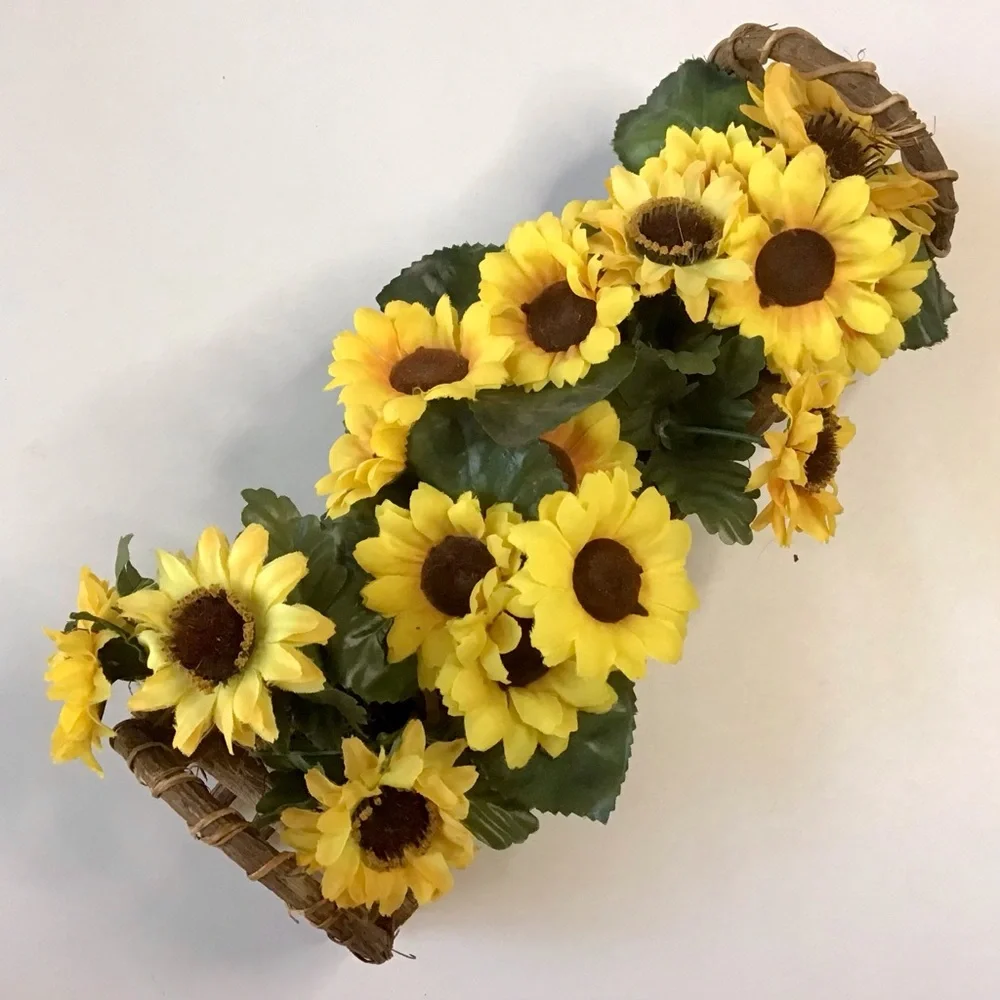 Twig Stick Basket & Mini Terracotta Pots Artificial Flowers Primitive Rustic